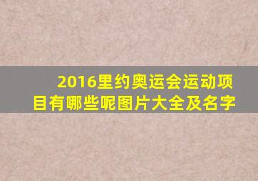 2016里约奥运会运动项目有哪些呢图片大全及名字