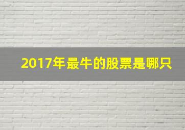 2017年最牛的股票是哪只