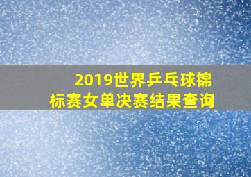 2019世界乒乓球锦标赛女单决赛结果查询