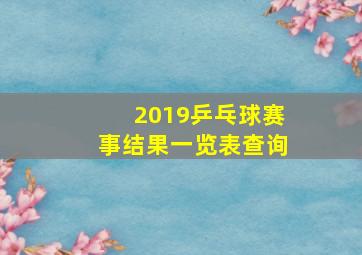 2019乒乓球赛事结果一览表查询