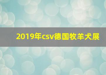 2019年csv德国牧羊犬展