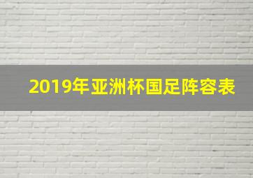 2019年亚洲杯国足阵容表