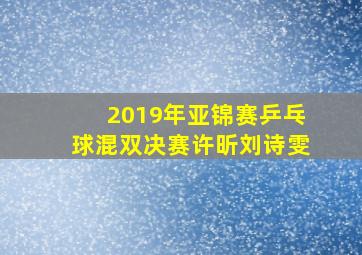 2019年亚锦赛乒乓球混双决赛许昕刘诗雯