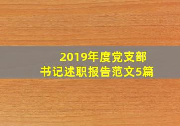 2019年度党支部书记述职报告范文5篇