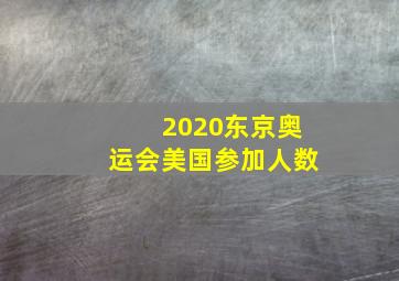 2020东京奥运会美国参加人数