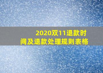 2020双11退款时间及退款处理规则表格