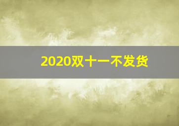 2020双十一不发货