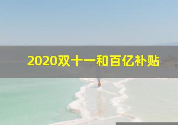 2020双十一和百亿补贴