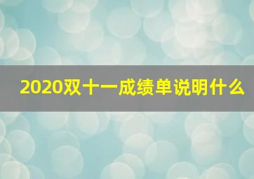 2020双十一成绩单说明什么