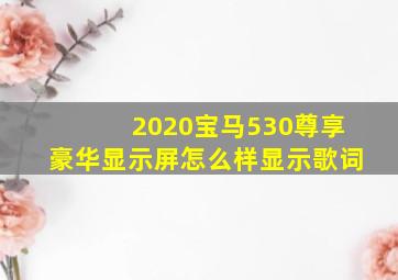 2020宝马530尊享豪华显示屏怎么样显示歌词