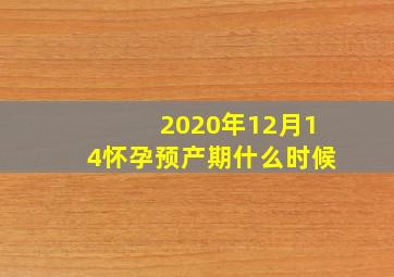 2020年12月14怀孕预产期什么时候