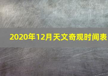 2020年12月天文奇观时间表