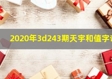 2020年3d243期天宇和值字谜