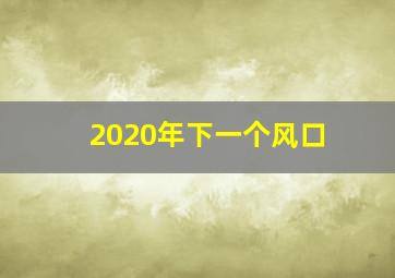 2020年下一个风口