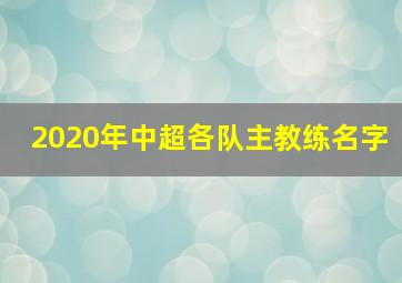 2020年中超各队主教练名字