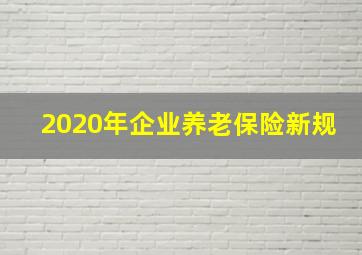 2020年企业养老保险新规