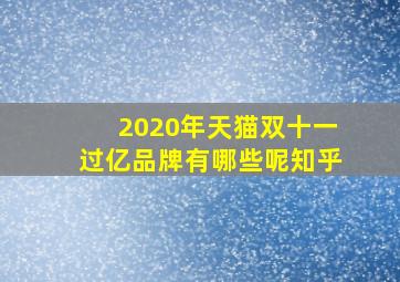 2020年天猫双十一过亿品牌有哪些呢知乎