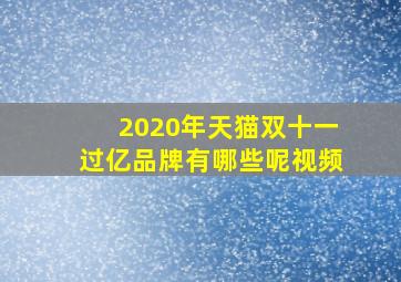 2020年天猫双十一过亿品牌有哪些呢视频