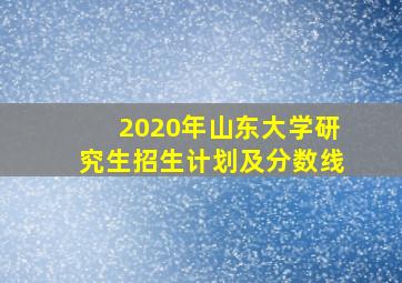 2020年山东大学研究生招生计划及分数线