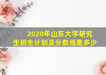 2020年山东大学研究生招生计划及分数线是多少