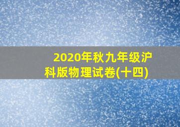 2020年秋九年级沪科版物理试卷(十四)