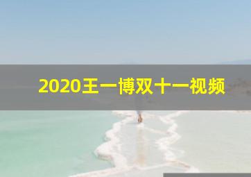 2020王一博双十一视频