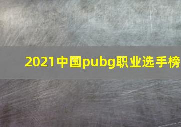 2021中国pubg职业选手榜