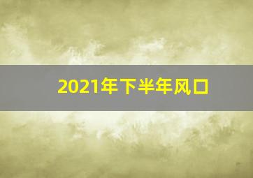 2021年下半年风口