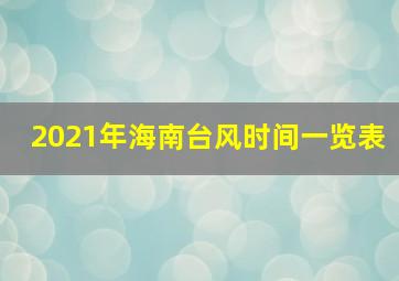 2021年海南台风时间一览表