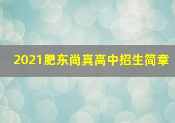 2021肥东尚真高中招生简章