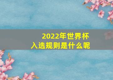 2022年世界杯入选规则是什么呢