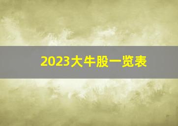 2023大牛股一览表