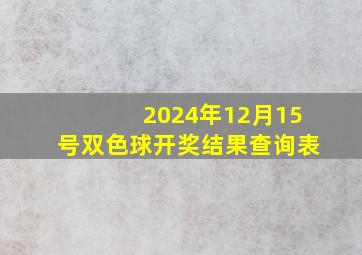 2024年12月15号双色球开奖结果查询表