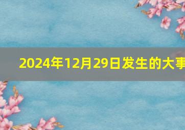 2024年12月29日发生的大事