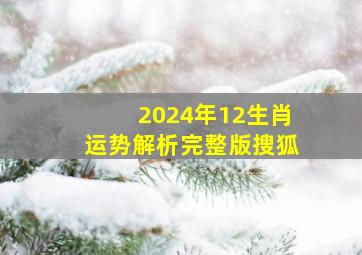 2024年12生肖运势解析完整版搜狐