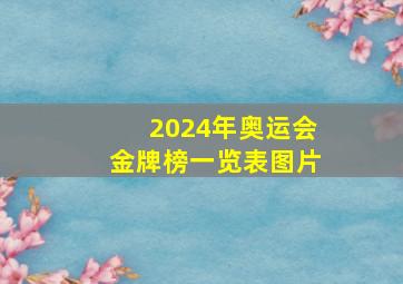 2024年奥运会金牌榜一览表图片