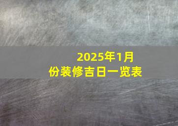 2025年1月份装修吉日一览表