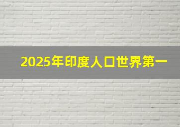 2025年印度人口世界第一