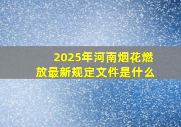 2025年河南烟花燃放最新规定文件是什么