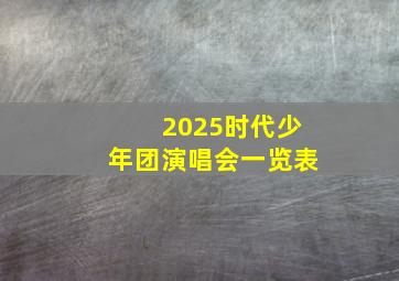 2025时代少年团演唱会一览表