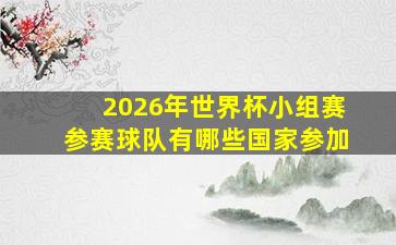 2026年世界杯小组赛参赛球队有哪些国家参加