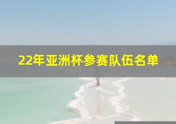 22年亚洲杯参赛队伍名单