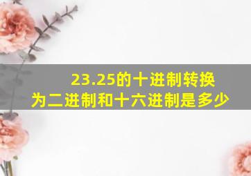 23.25的十进制转换为二进制和十六进制是多少