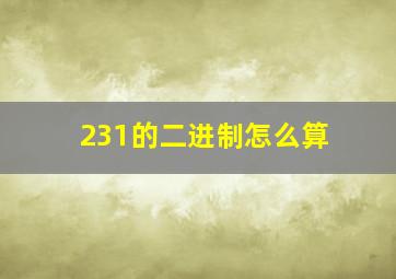 231的二进制怎么算