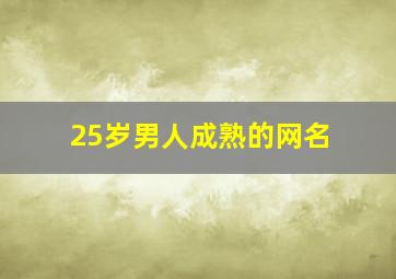 25岁男人成熟的网名