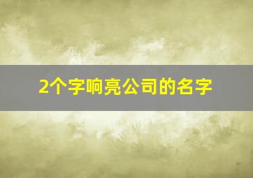 2个字响亮公司的名字