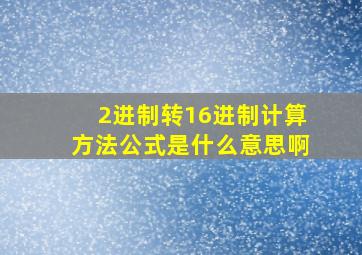 2进制转16进制计算方法公式是什么意思啊