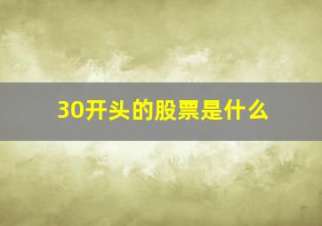 30开头的股票是什么