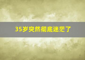 35岁突然彻底迷茫了