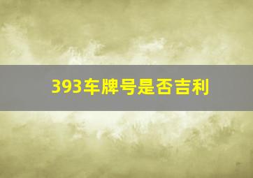 393车牌号是否吉利